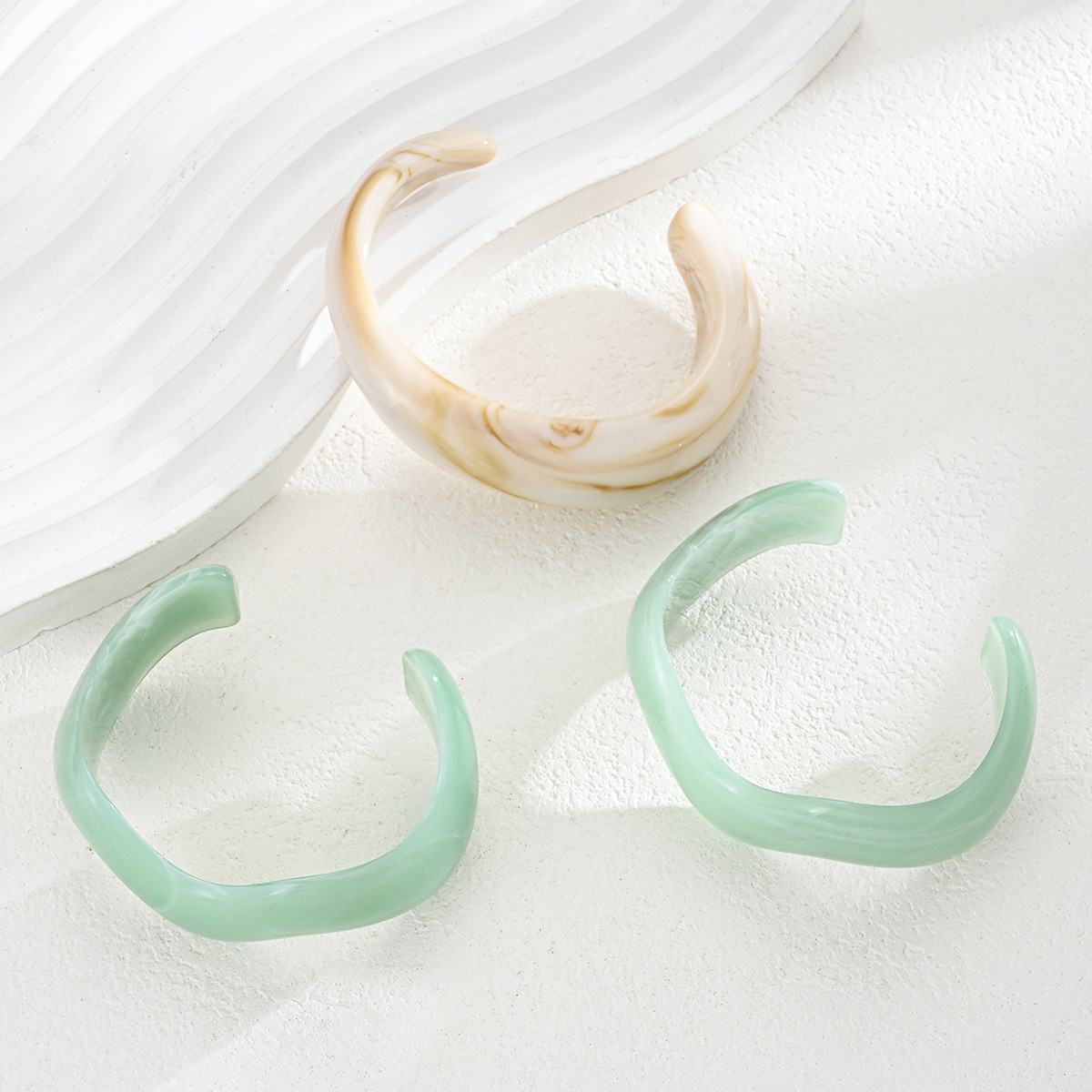 3pc Irregular Wave Bangle Set, Vintage Trendy Exquisite Bracelets